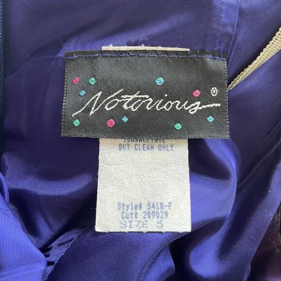 VTG 1980s Notorious Purple And White Prom Cocktail Dress Size 5 Rosette Tulle - Picture 3 of 9